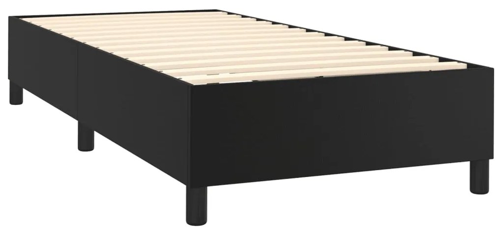 vidaXL Κρεβάτι Boxspring με Στρώμα Μαύρο 90x190εκ. από Συνθετικό Δέρμα