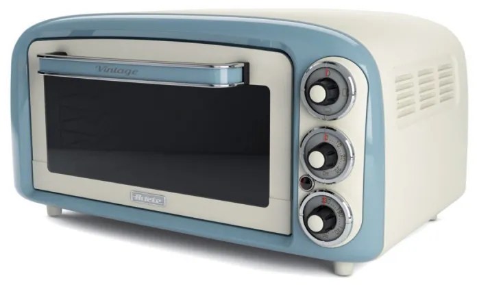 Ηλεκτρικός φούρνος Ariete VINTAGE 0979/05, 1380 W, 18 l, 3 λειτουργίες, Μέχρι 230C, Διπλό θερμικό γυαλί, Χρονοδιακόπτης 60 λεπτά, Λευκό/Μπλε