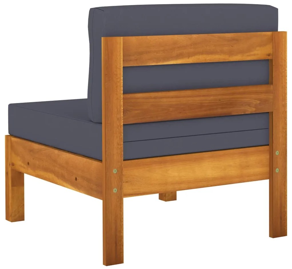 vidaXL Μεσαίοι Καναπέδες 2 τεμ. Μασίφ Ξύλο Ακακίας Σκ. Γκρι Μαξιλάρια