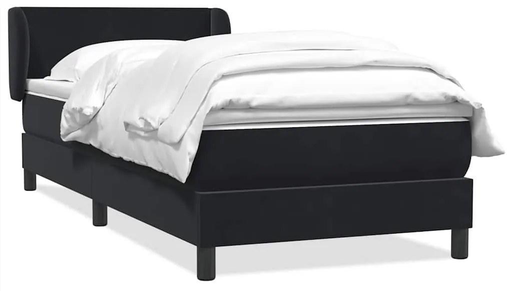 vidaXL Κρεβάτι Boxspring με Στρώμα Μαύρο 80x220 εκ. Βελούδινο