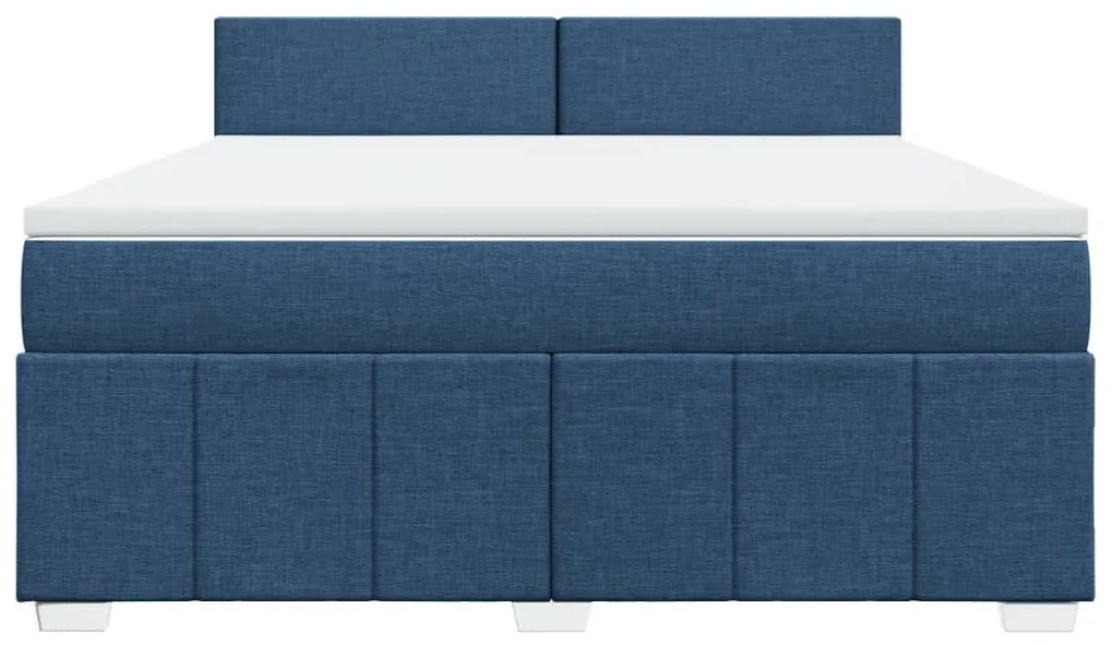 vidaXL Κρεβάτι Boxspring με Στρώμα Μπλε 180x200 εκ. Υφασμάτινο