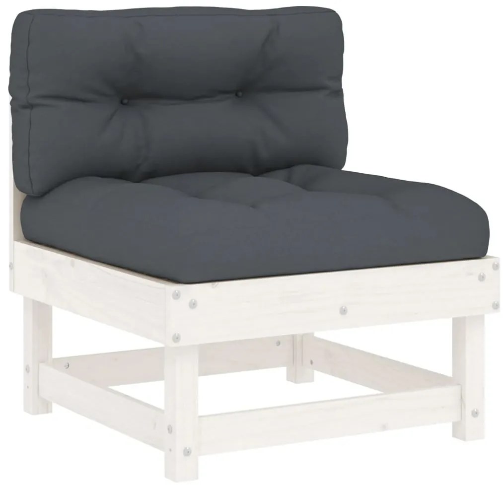 vidaXL Σαλόνι Κήπου Σετ 8 Τεμαχίων Λευκό από Μασίφ Ξύλο με Μαξιλάρια