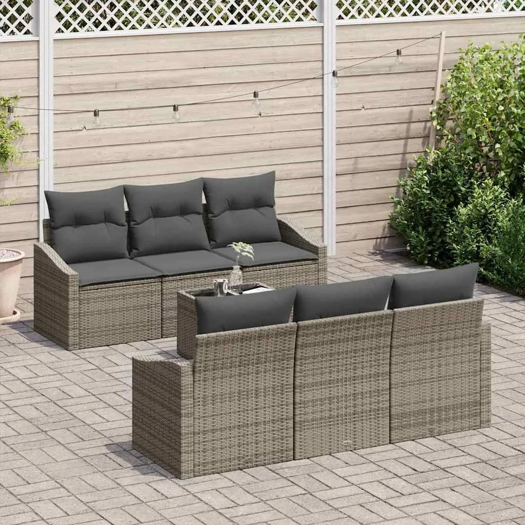 vidaXL Σετ Καναπέ Κήπου με μαξιλάρι 7 pcs Γκρι 55 x 55 x 37 εκ