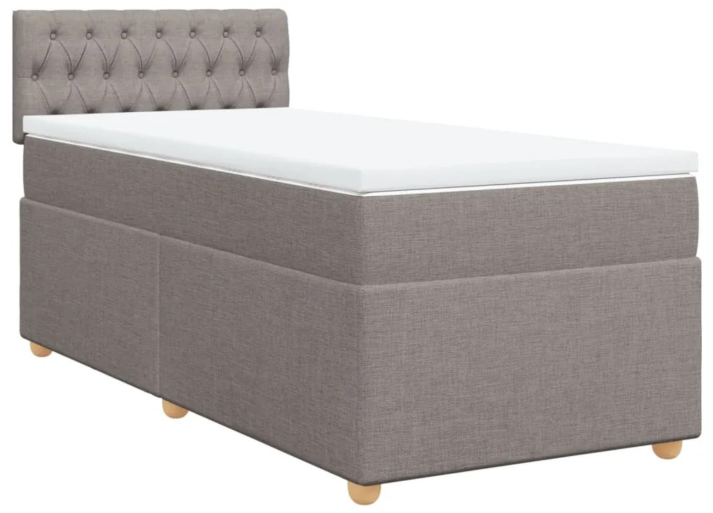 Κρεβάτι Boxspring με Στρώμα Taupe 90x200 εκ. Υφασμάτινο - Μπεζ-Γκρι