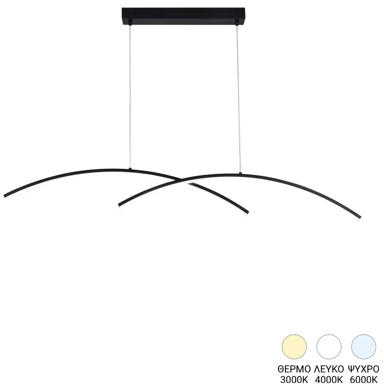 Φωτιστικό οροφής δίφωτο led Frenzie pakoworld μέταλλο σε μαύρη απόχρωση 70x2x10εκ