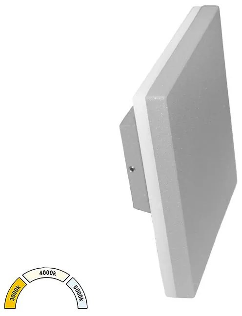 Adeleq Απλίκα LED Αλουμινίου Εμμέσου Φωτισμού Τετράγωνη 10W CCT IP54 10W CCT Γκρι 9-8106
