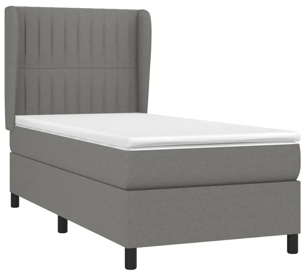 ΚΡΕΒΑΤΙ BOXSPRING ΜΕ ΣΤΡΩΜΑ ΣΚΟΥΡΟ ΓΚΡΙ 80X200 ΕΚ. ΥΦΑΣΜΑΤΙΝΟ 3128078