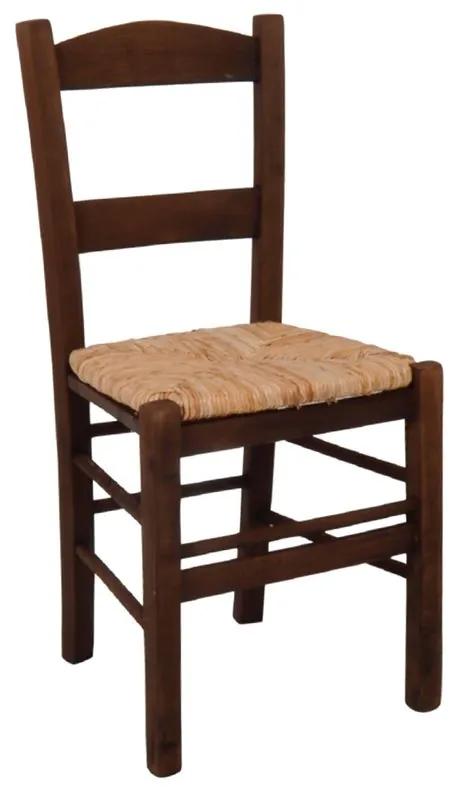 ΣΥΡΟΣ Καρέκλα Οξιά Βαφή Εμποτισμού Καρυδί, Κάθισμα Ψάθα -  41x45x88cm