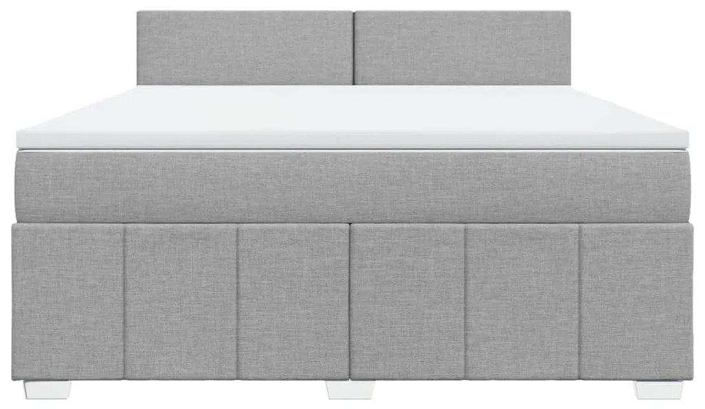 Κρεβάτι Boxspring με Στρώμα Ανοιχτό Γκρι 180x200 εκ. Υφασμάτινο - Γκρι