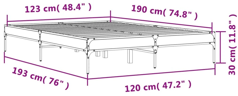 Πλαίσιο Κρεβατιού Καφέ Δρυς 120x190 εκ. Επεξ. Ξύλο &amp; Μέταλλο - Καφέ