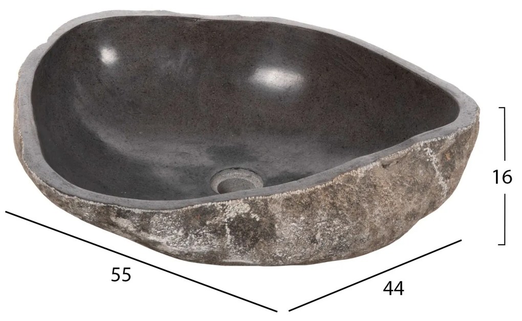 Νεροχύτης Stone Sink Λαξευμένη Πέτρα Γκρι Απόχρωση 55x44x16 Εκ.