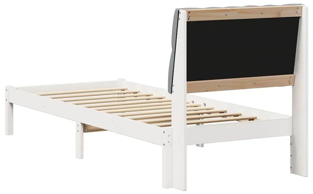 vidaXL Σκελετός Κρεβατιού με Επενδεδυμένο Κεφαλάρι Λευκό 75 x 190 cm