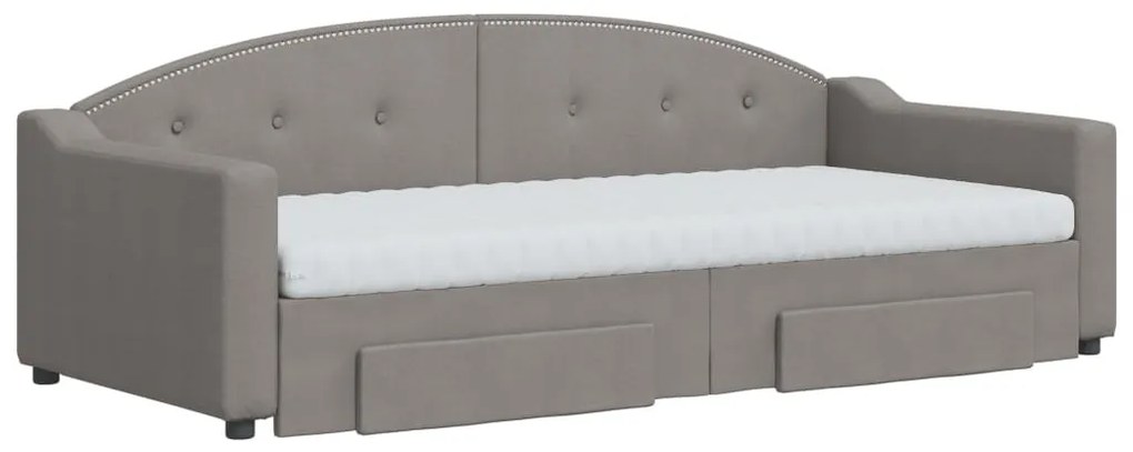 Καναπές Κρεβάτι Συρόμενος Taupe 90x200 εκ. Ύφασμα &amp; Συρτάρια - Μπεζ-Γκρι