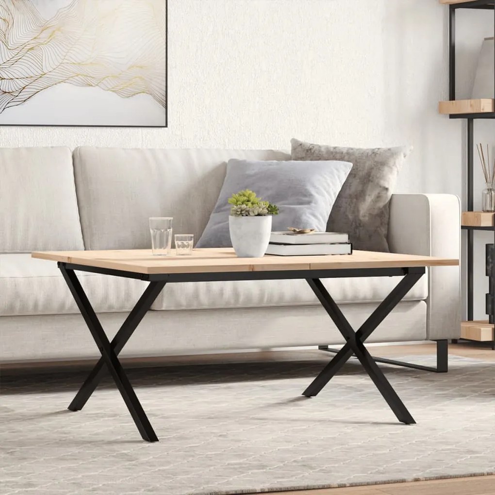 vidaXL Τραπεζάκι Σαλονιού Πλαίσιο Χ 90x90x45εκ Μασίφ Πεύκο/Ατσάλι