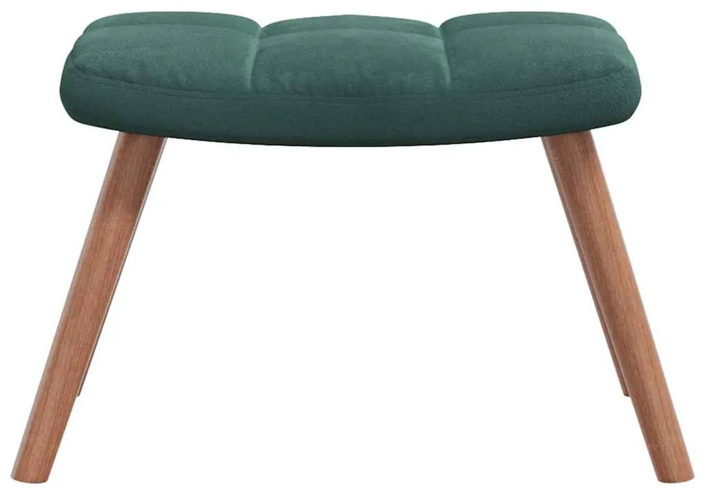 vidaXL Πολυθρόνα Relax Σκούρο Πράσινο Βελούδινη με Σκαμπό