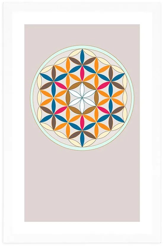 Αφίσα με παρπαστού Πολύχρωμα Mandala - 30x45 white