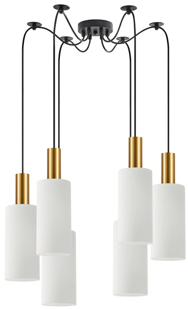 Φωτιστικό Οροφής  SE21-GM-4-BL6-GL3 ADEPT TUBE Gold Matt Pendant White Glass+ - 77-8653 - 51W - 100W - 77-8653