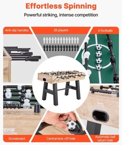 VEVOR 140 cm Foosball Soccer Game Table Standard Size Foosball Table for Home