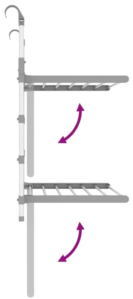 vidaXL Απλώστρα για Μπαλκόνι 54 x 25 x 42 εκ. από Αλουμίνιο