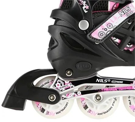 Αυξομειούμενα Roller NH 10905 ΣΕΤ 4 ΣΕ 1 INLINE SKATES NILS EXTREME Μαυρο/Ροζ LED-SMALL (31-34)