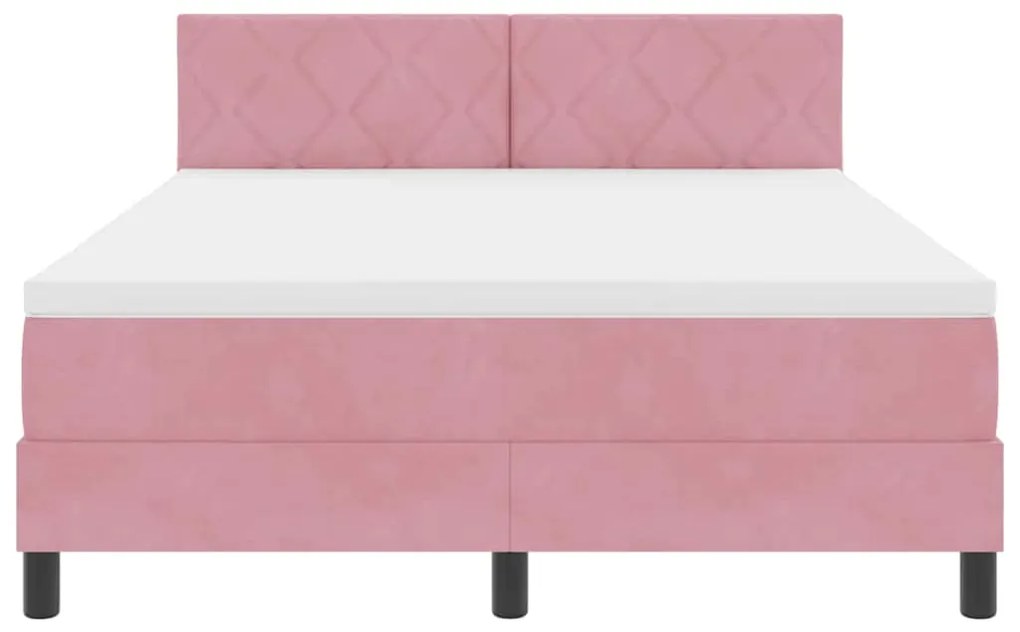 vidaXL Κρεβάτι με ελατήρια με στρώμα Ροζ 140 x 200 cm Βελούδο