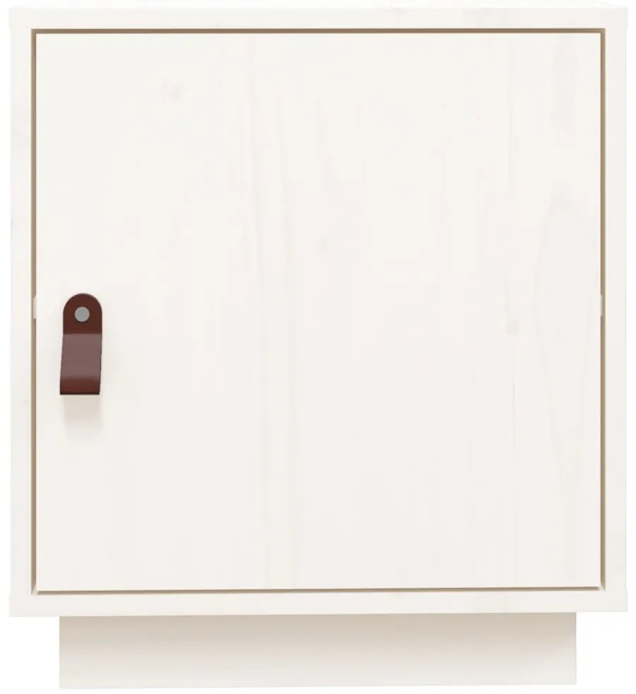 vidaXL Κομοδίνο Λευκό 40 x 34 x 45 εκ. από Μασίφ Ξύλο Πεύκου