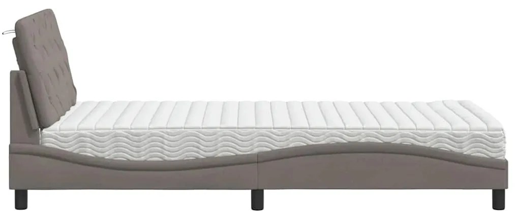 vidaXL Κρεβάτι με Στρώμα Taupe 100 x 200 εκ. Υφασμάτινο