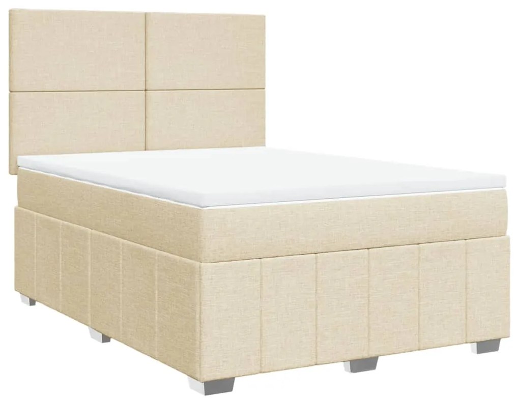 ΚΡΕΒΑΤΙ BOXSPRING ΜΕ ΣΤΡΩΜΑ ΚΡΕΜ 160X200 ΕΚ. ΥΦΑΣΜΑΤΙΝΟ 3294017