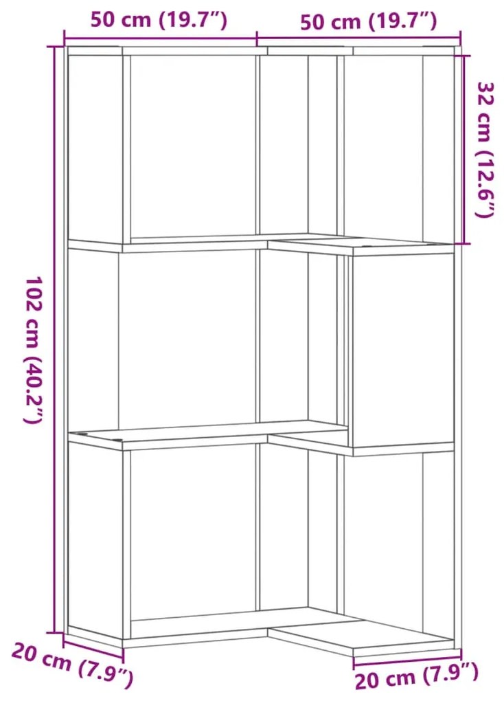 ΒΙΒΛΙΟΘΗΚΗ ΓΩΝΙΑΚΗ 3 ΕΠ. ΜΑΥΡΟ 50X50X102ΕΚ ΕΠΕΞ. ΞΥΛΟ 852592