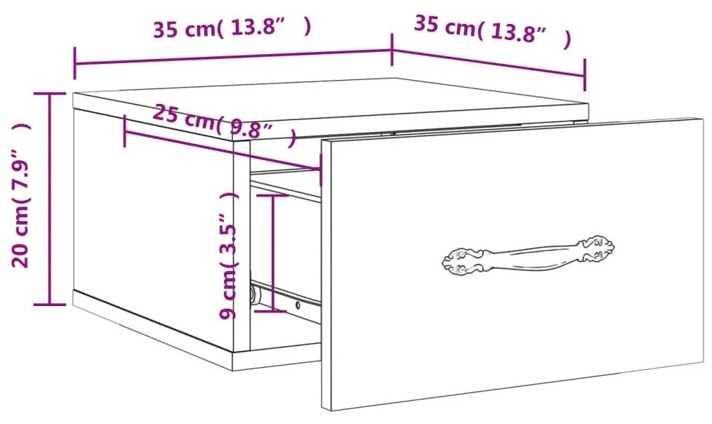 Κομοδίνο Επιτοίχιο Γκρι Σκυροδέματος 35 x 35 x 20 εκ. - Γκρι