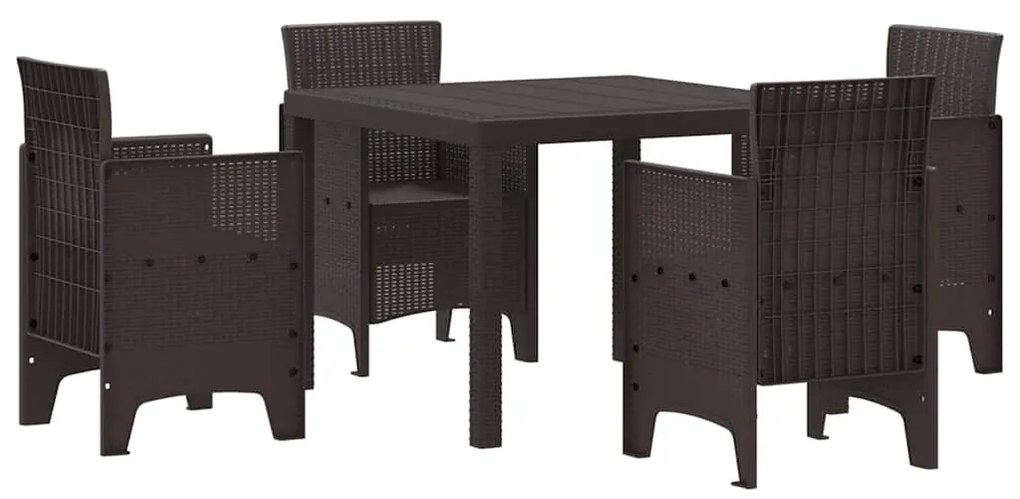 vidaXL Σέτ φαγητού για κήπο 5 pcs Καφέ Rattan Polt