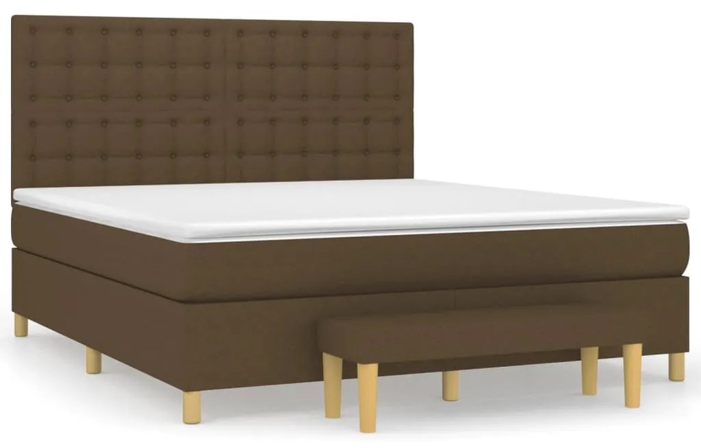 vidaXL Κρεβάτι Boxspring με Στρώμα Σκούρο Καφέ 180x200 εκ Υφασμάτινο