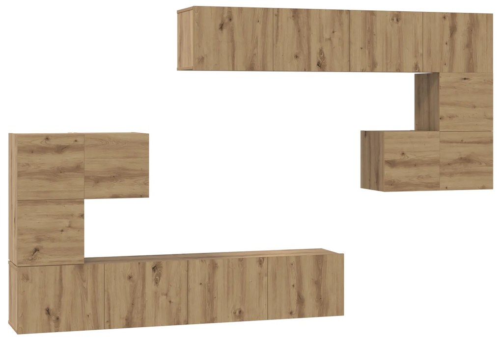 vidaXL Σετ επίπλου τηλεόρασης Επιτοίχιο 8 pcs artisan δρυς