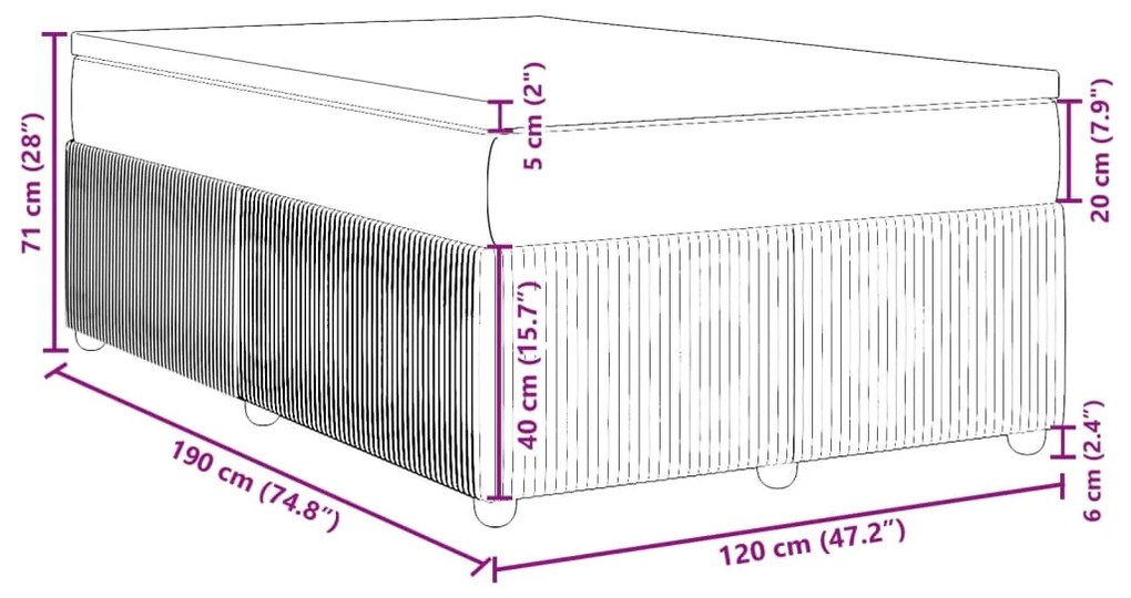 ΚΡΕΒΑΤΙ BOXSPRING ΜΕ ΣΤΡΩΜΑ ΣΚΟΥΡΟ ΓΚΡΙ 120X190 ΕΚ ΥΦΑΣΜΑΤΙΝΟ 3285554