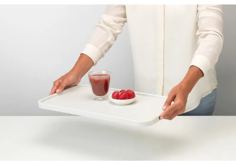 Τραπέζι κοπής και σερβιρίσματος Brabantia Tasty+ 1003308, 40x25 cm, Αντιολισθητικό, Εύκολο στο καθάρισμα, Ανοιχτό γκρι