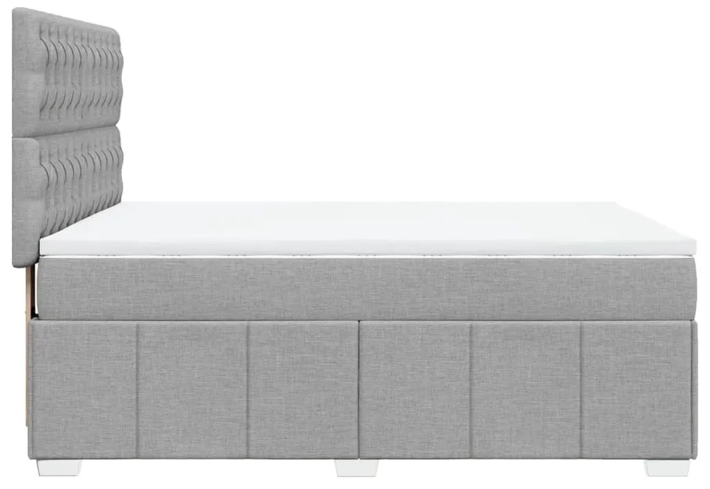 vidaXL Κρεβάτι Boxspring με Στρώμα Ανοιχτό Γκρι 140x190 εκ. Υφασμάτινο