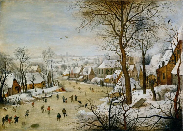 Αναπαραγωγή Winter Landscape with Birdtrap, 1601, Pieter the Younger Brueghel