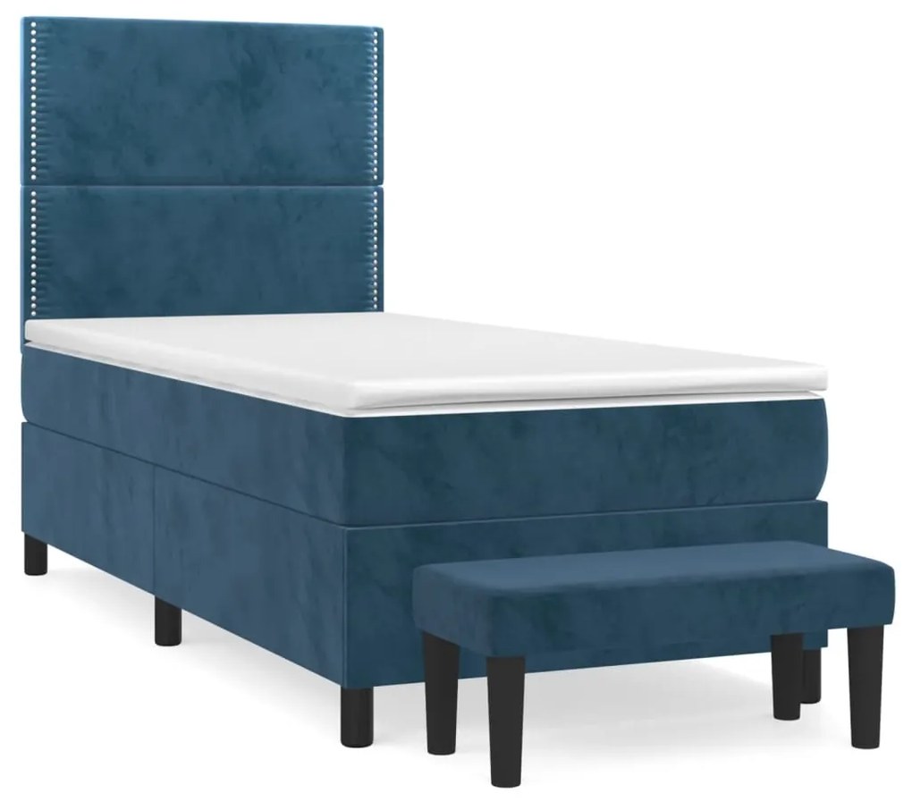 vidaXL Κρεβάτι Boxspring με Στρώμα Σκούρο Μπλε 80 x 200 εκ. Βελούδινο