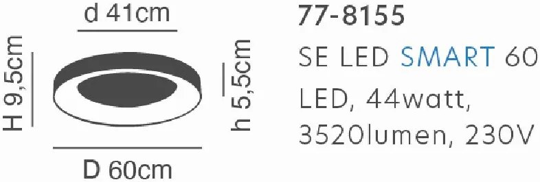 Φωτιστικό Οροφής - Πλαφονιέρα SE LED SMART 60 AMAYA CEILING WHITE Δ3 - 21W - 50W - 77-8155