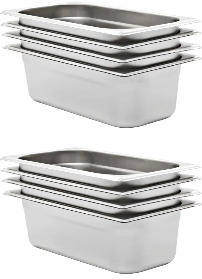 vidaXL Λεκάνες Gastronorm 8 τεμ. GN 1/3 100 χιλ. από Ανοξείδωτο Ατσάλι