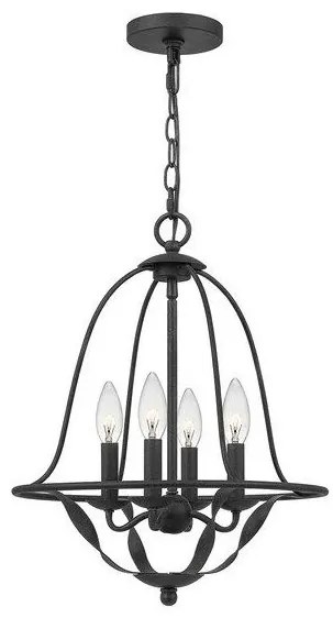 Πολυέλαιος Κρεμαστό Φωτιστικό 4xE14 Bradbury Elstead Lighting-QZ-BRADBURY-4P-GK-Γκρι QZ-BRADBURY-4P-GK
