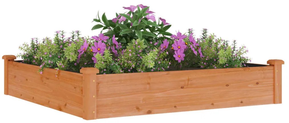 vidaXL Ζαρντινιέρα Υπερυψ. με Επένδυση Καφέ 120x120x25 εκ. Μασίφ Ελάτη