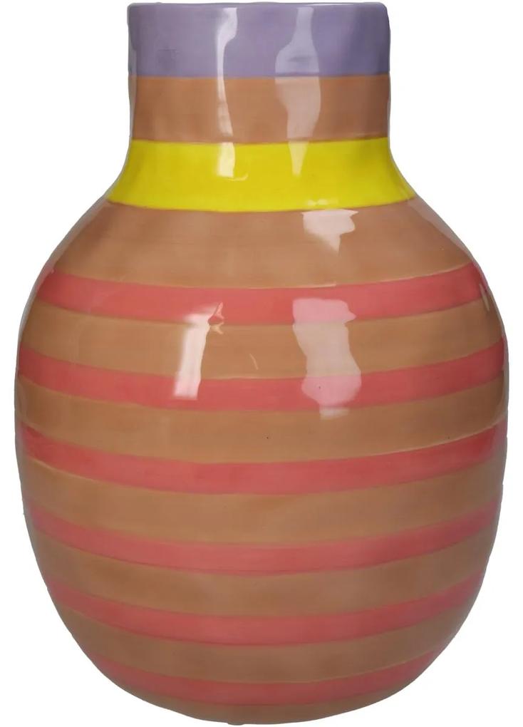 Βάζο Με Ρίγες Ροζ Δολομίτης 17.5x17.5x24.5cm - 05155132
