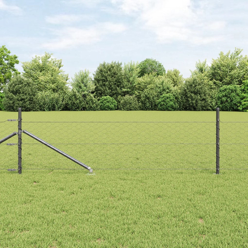 vidaXL Hexagon Fence Γκρι 0.4x50 μ Ατσάλι