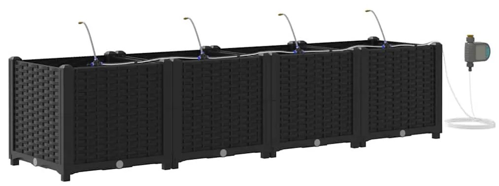 vidaXL Ζαρντινιέρες κήπου Μαύρο 160 x 40 x 37.5 cm Ατσάλι