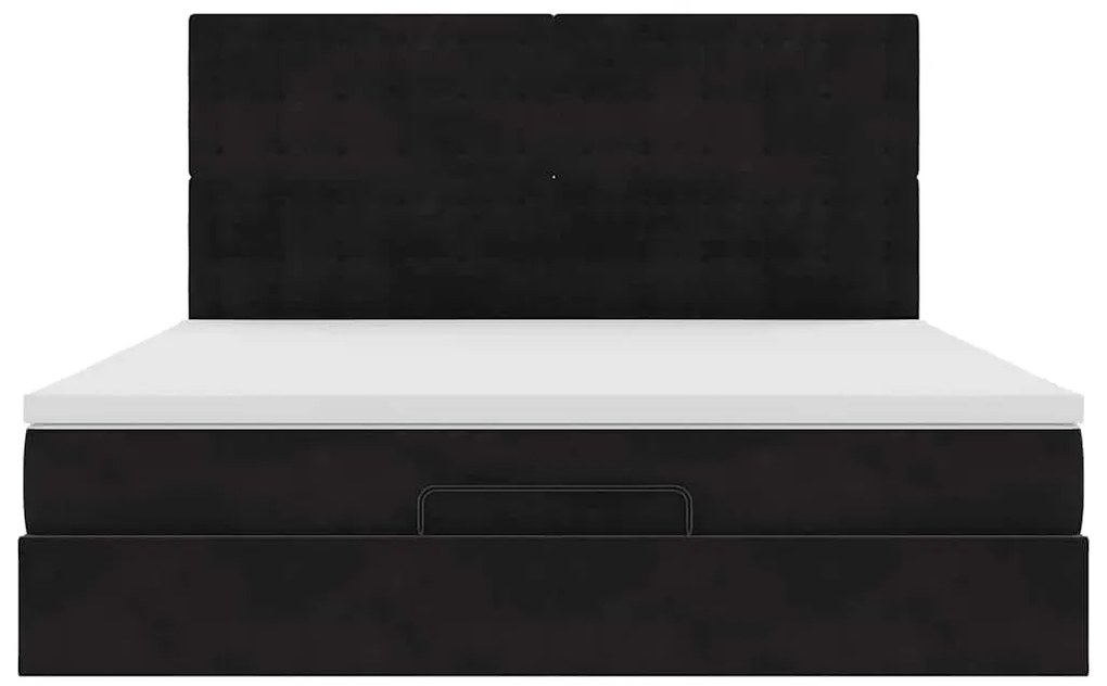 vidaXL Οθωμανικό κρεβάτι με στρώματα Μαύρο 180x200cm Velvet