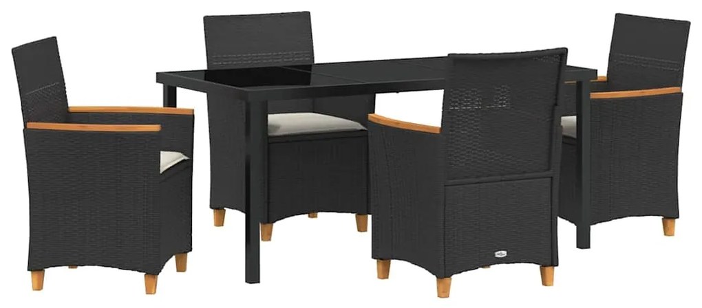 vidaXL Σέτ φαγητού για κήπο 5 pcs Μαύρο συνθετικό ρατάν
