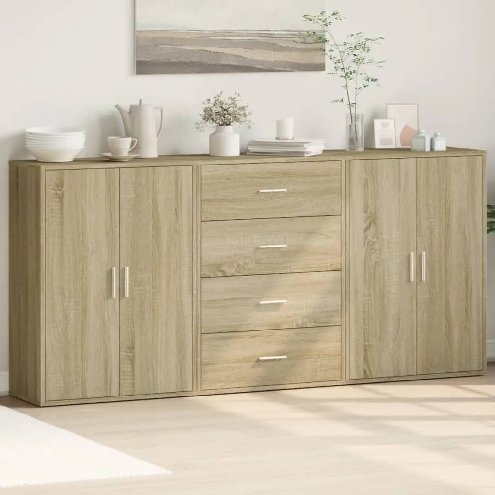 Βοηθητικά Ντουλάπια 3 τεμ. Sonoma Δρυς 60x31x84 εκ. Επεξ. Ξύλο