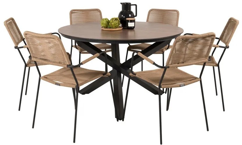 Σετ Τραπέζι και καρέκλες Dallas 3607, HPL, Σχοινί, Μέταλλο | Epipla1.gr