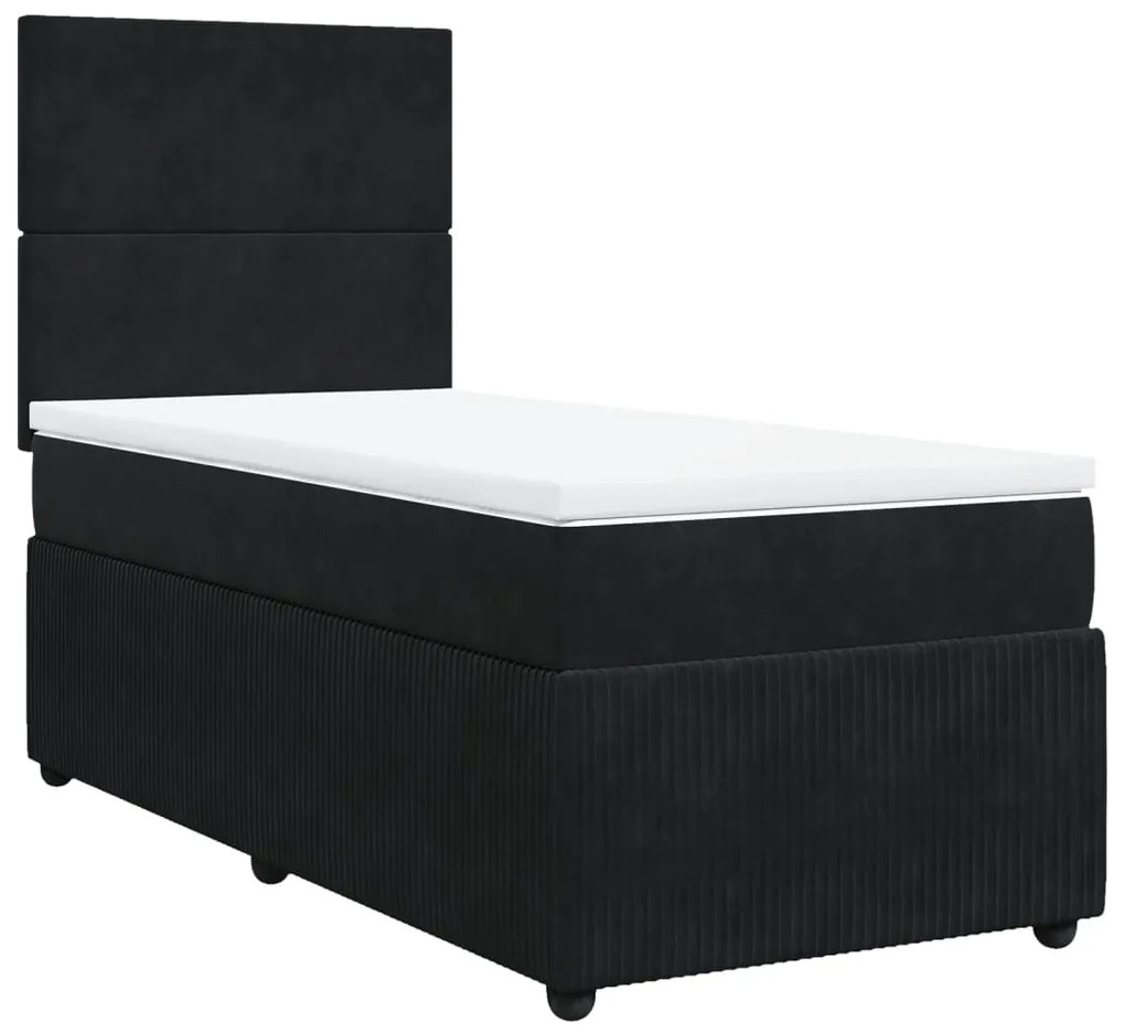 vidaXL Κρεβάτι Boxspring με Στρώμα Μαύρο 90x190 εκ. Βελούδινο